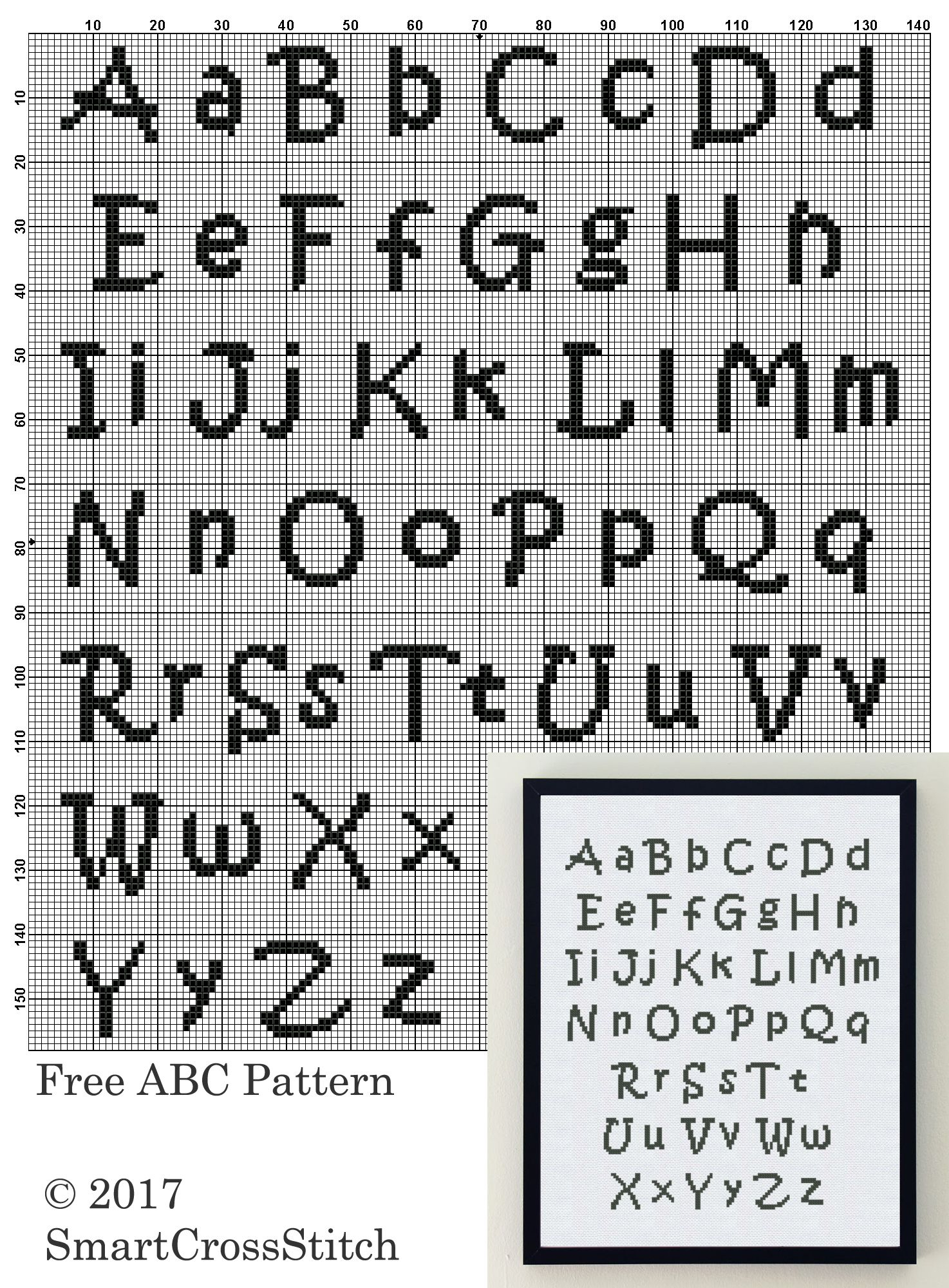 Free Cross Stitch Alphabet Pattern &amp;#039;&amp;#039;Abc&amp;#039;&amp;#039; - Font Embroidery - Free Printable Alphabet Cross Stitch Patterns
