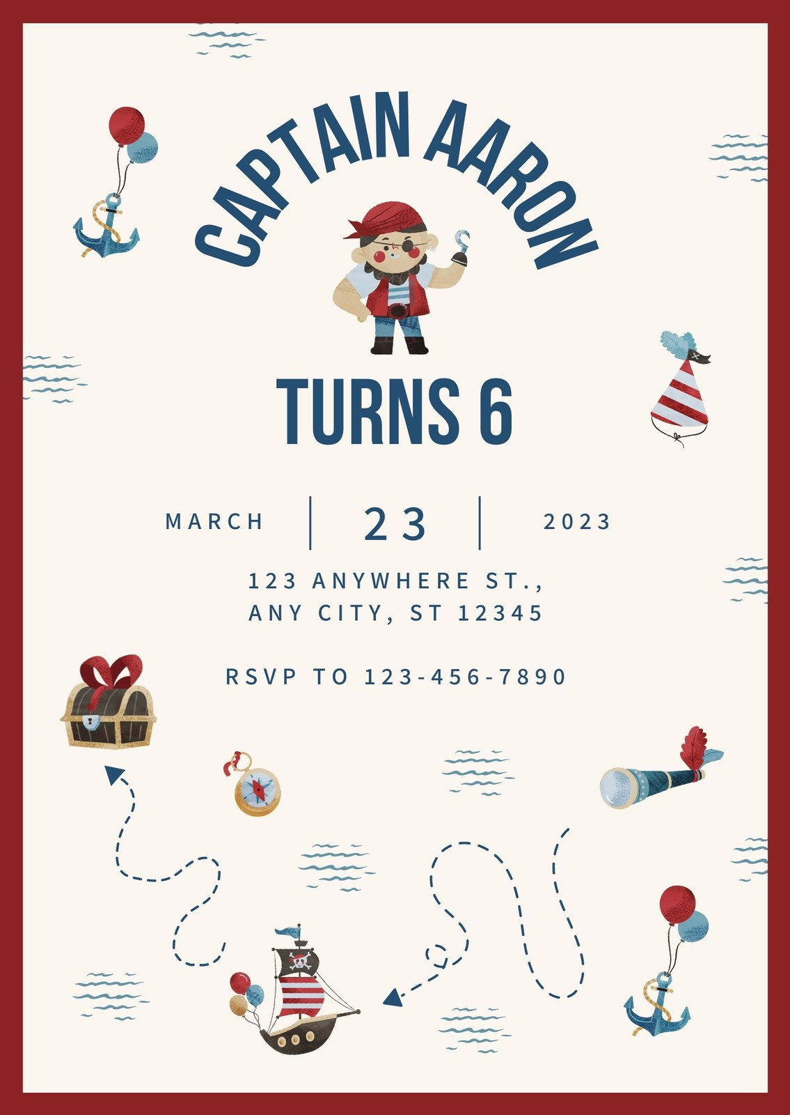 Free Custom Printable Pirate Party Invitation Templates | Canva - Free Personalized Printable Birthday Party Invitations