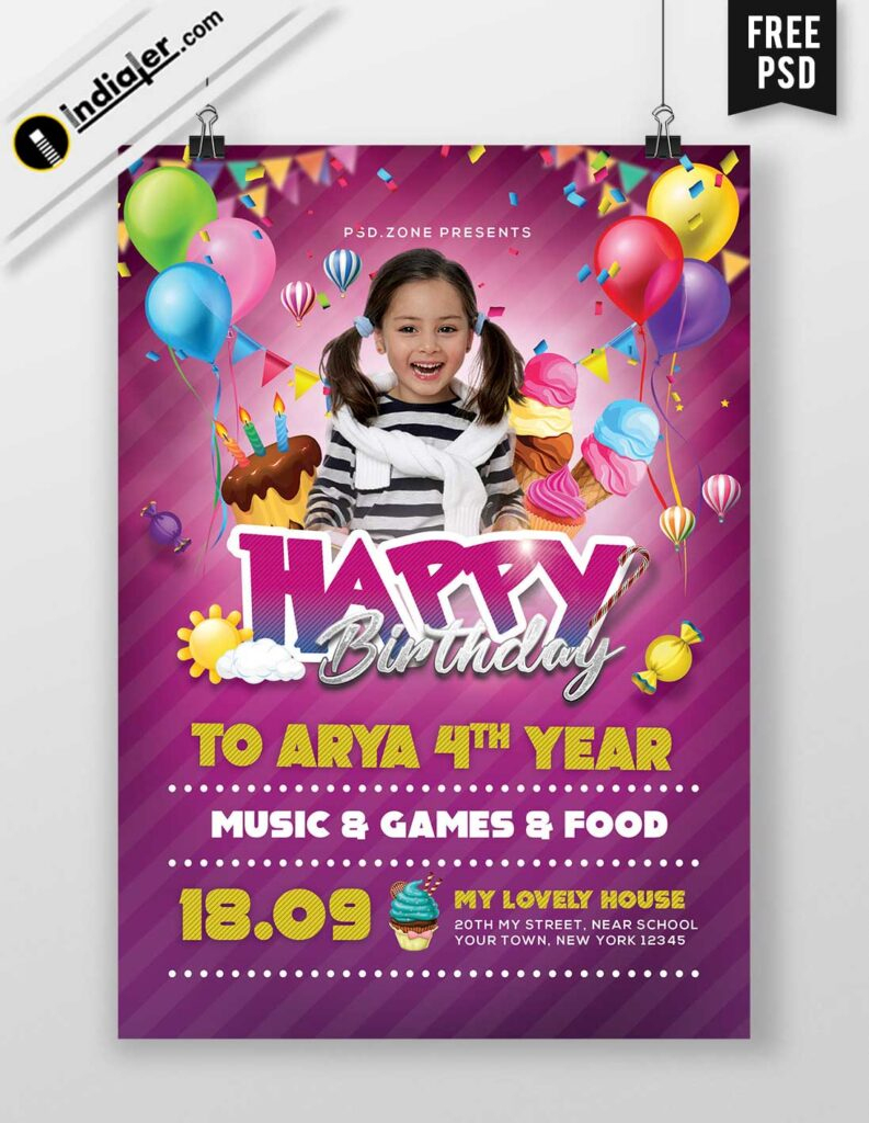 Free Customizable Design Psd Templates For Kids Birthday Party - Make Birthday Posters Online Free Printable