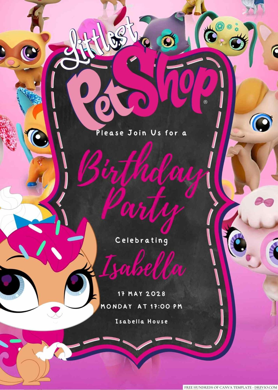 Free Editable The Littlest Pet Shop Birthday Invitation | Download - Printable Sample Of Littlest Pet Shop Party