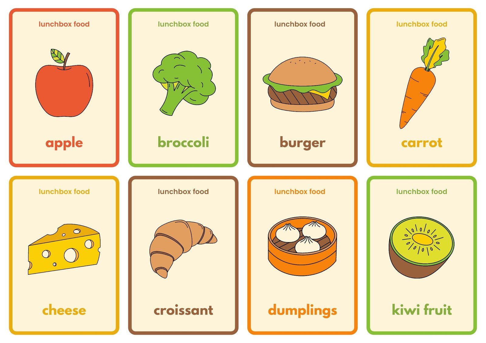Free Food Flashcard Templates To Customize And Print | Canva - Flashcards Fruit Free Printable