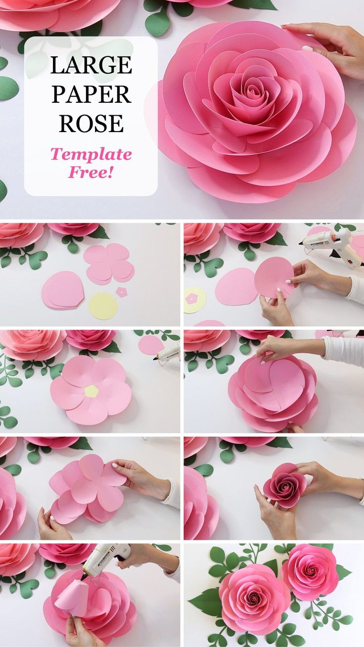Free Large Paper Rose Template Printable | Free Paper Flower - Free Printable Large Paper Rose Template