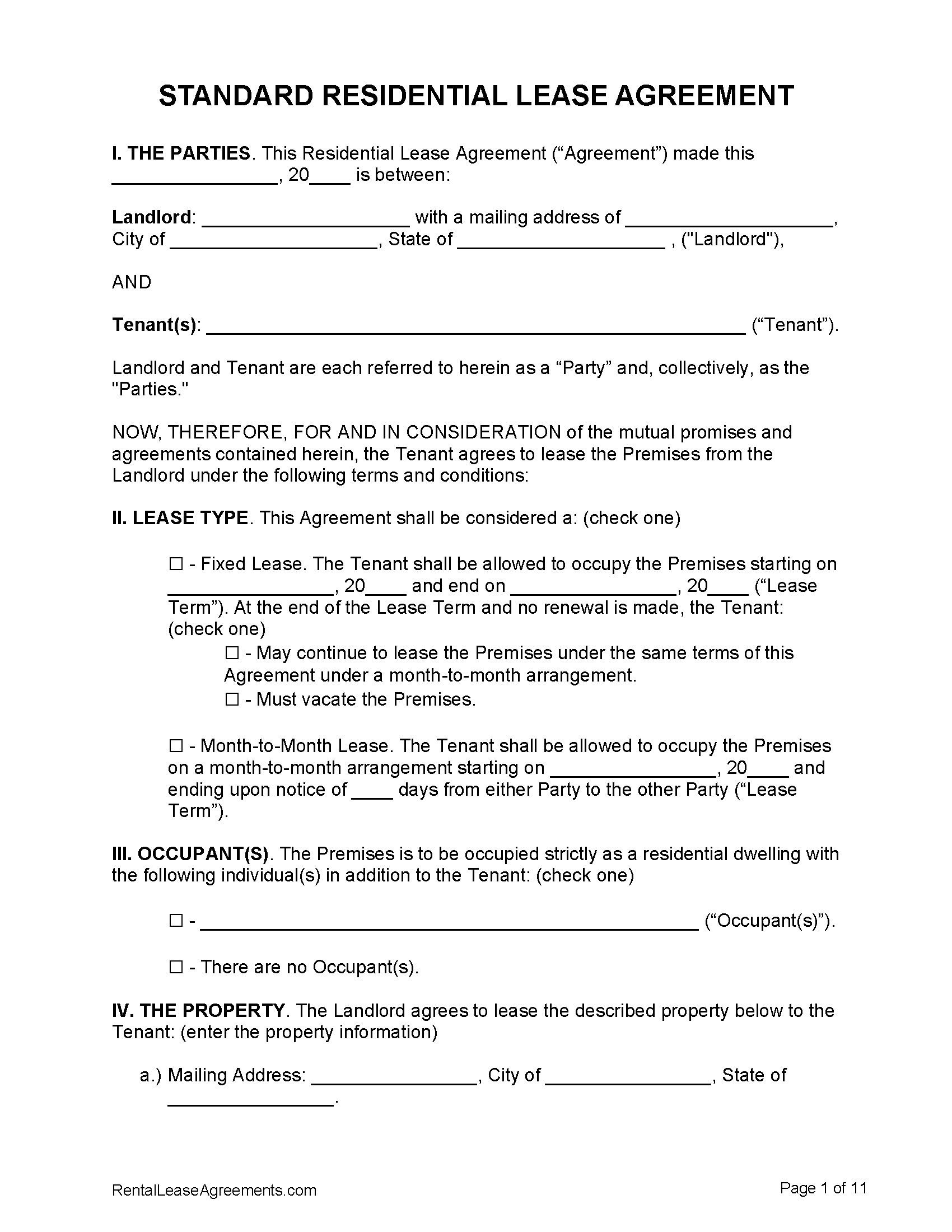 Free Lease Agreement Templates | Pdf &amp;amp; Word - Free Lease Agreement Online Printable