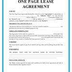Free One Page Lease Agreement Templates   Free Printable Agreement Forms