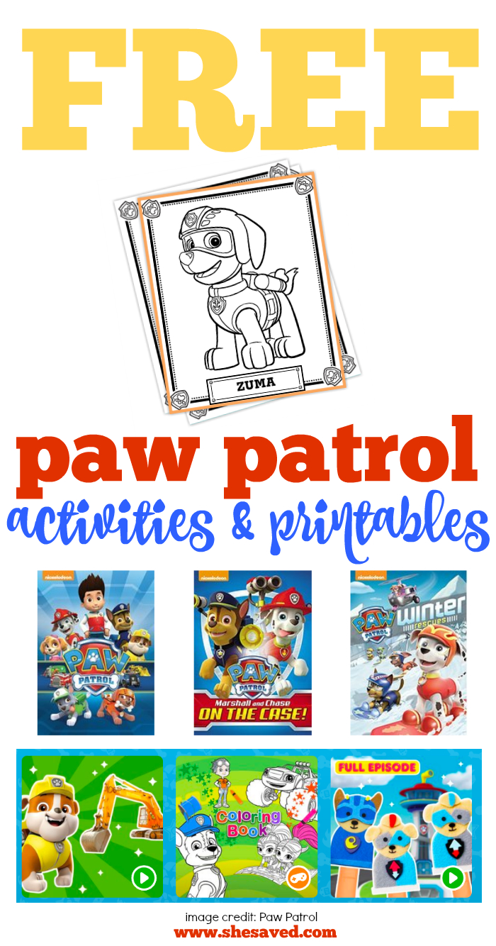 Free Paw Patrol Printable Activities - Shesaved® - Free Printable Pictures Paw Patrol