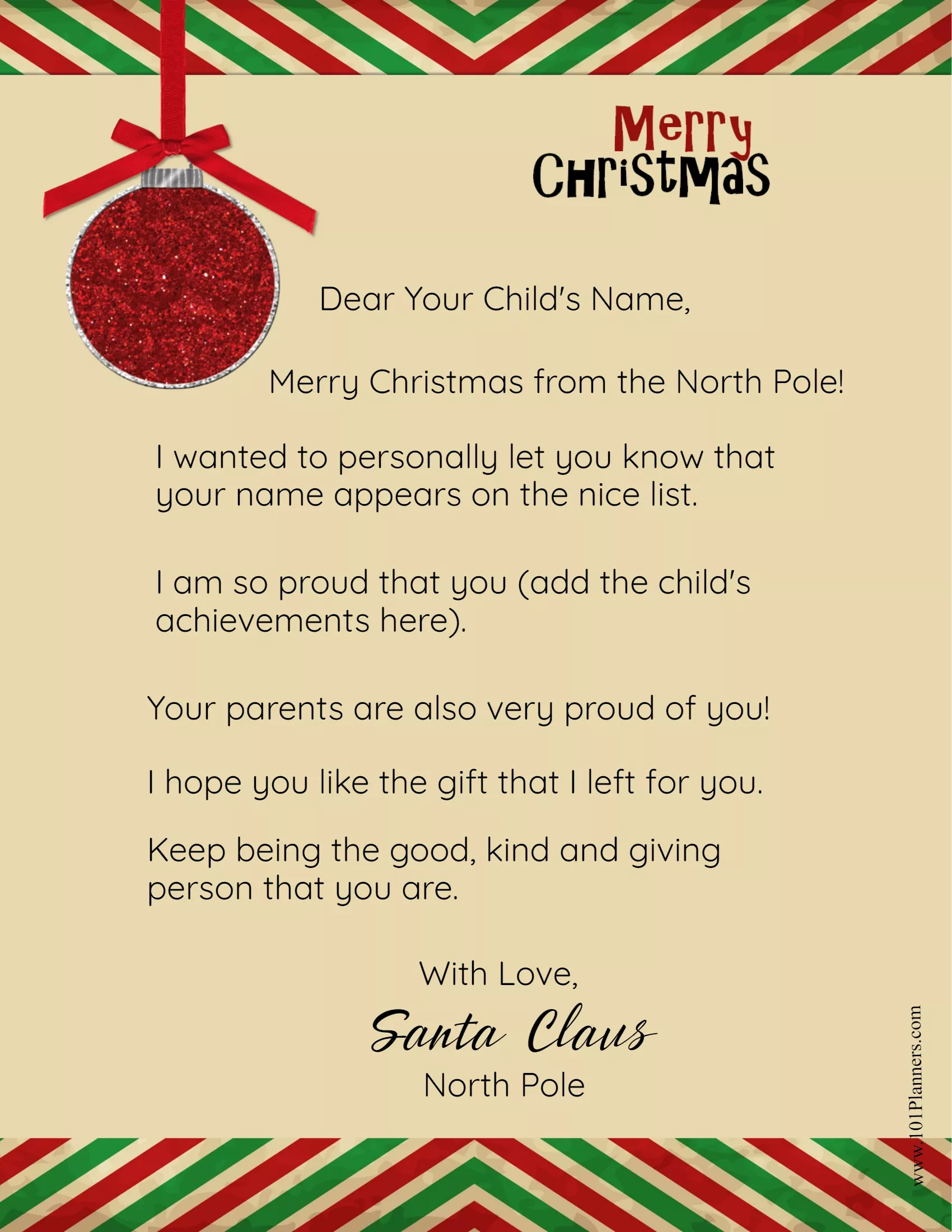 Free Personalized Printable Letter From Santa To Your Child - Free Printable And Editable Letters From Santa
