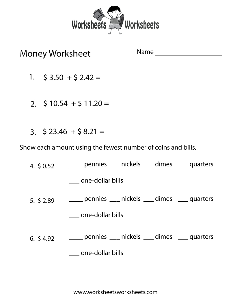 Free Printable Adding Money Worksheet - Free Printable Adding Money Worksheets