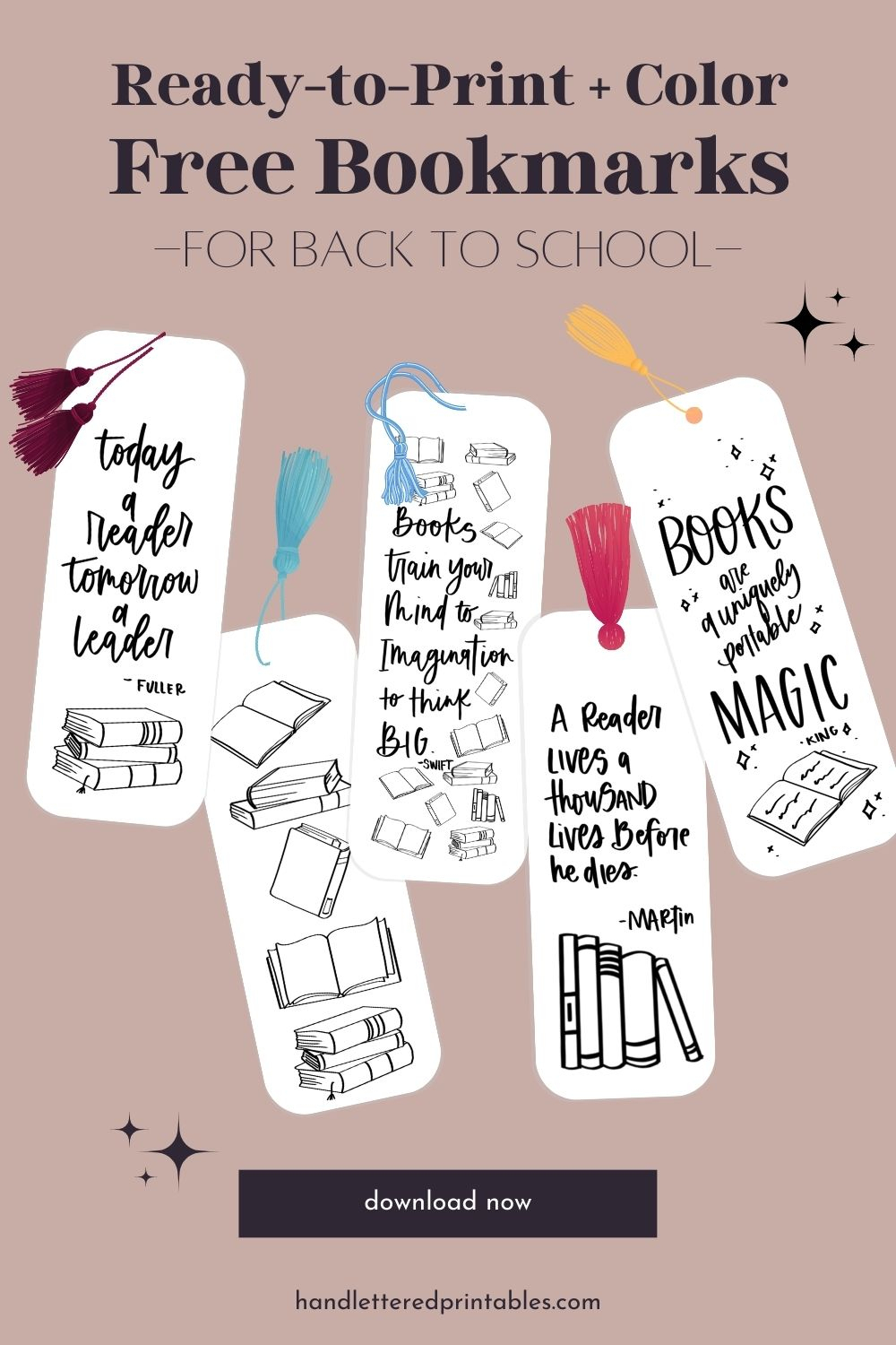 Free Printable Back To School Bookmarks - Hand Lettered Printables - Free Printable Educational Bookmarks