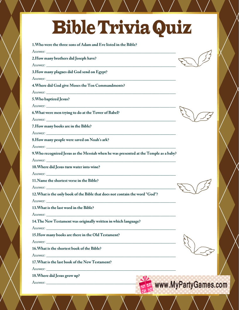 Free Printable Bible Trivia Quiz With Answer Key - Free Printable Bible Christmas Trivia Games