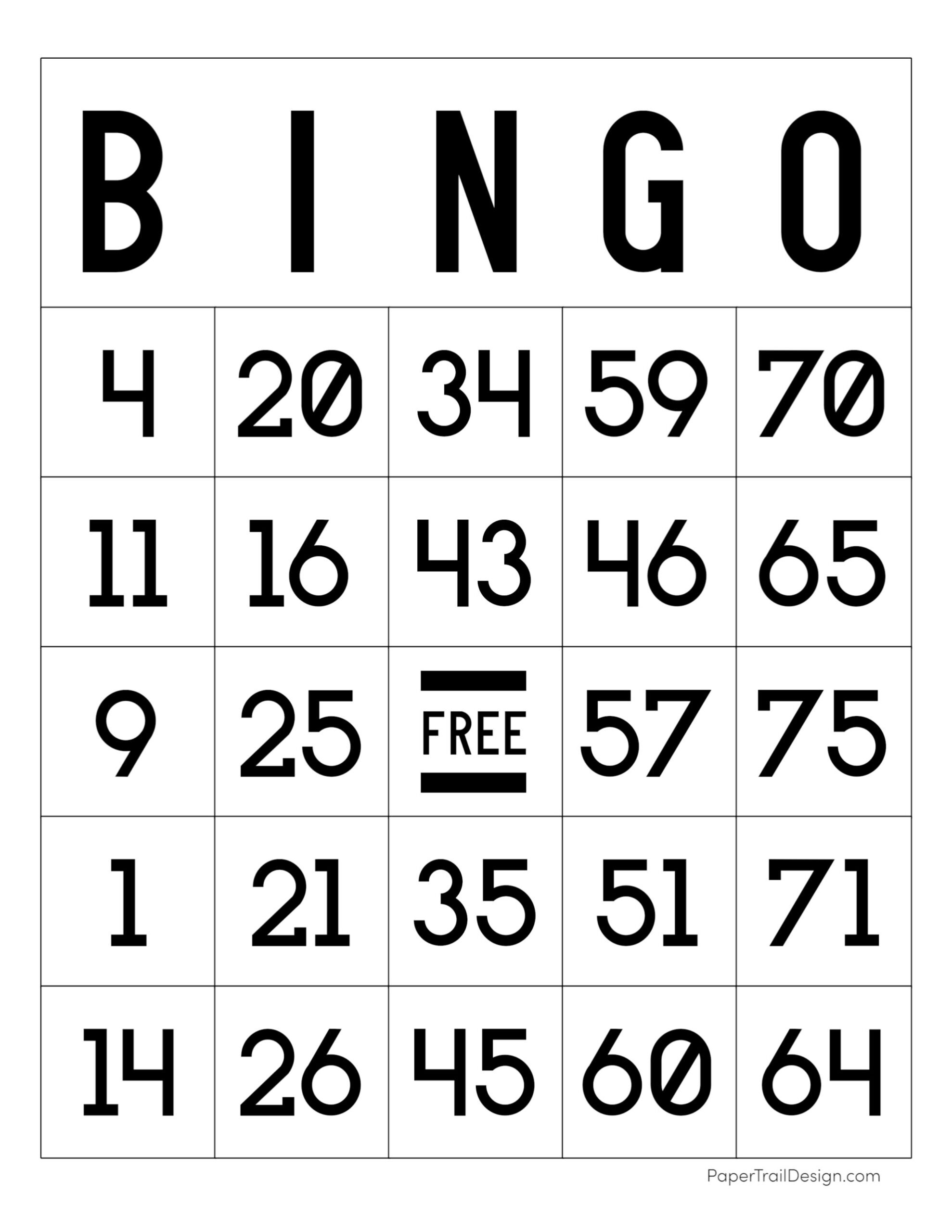 Free Printable Bingo Cards - Paper Trail Design - Free Printable Bingo Cards 1-75