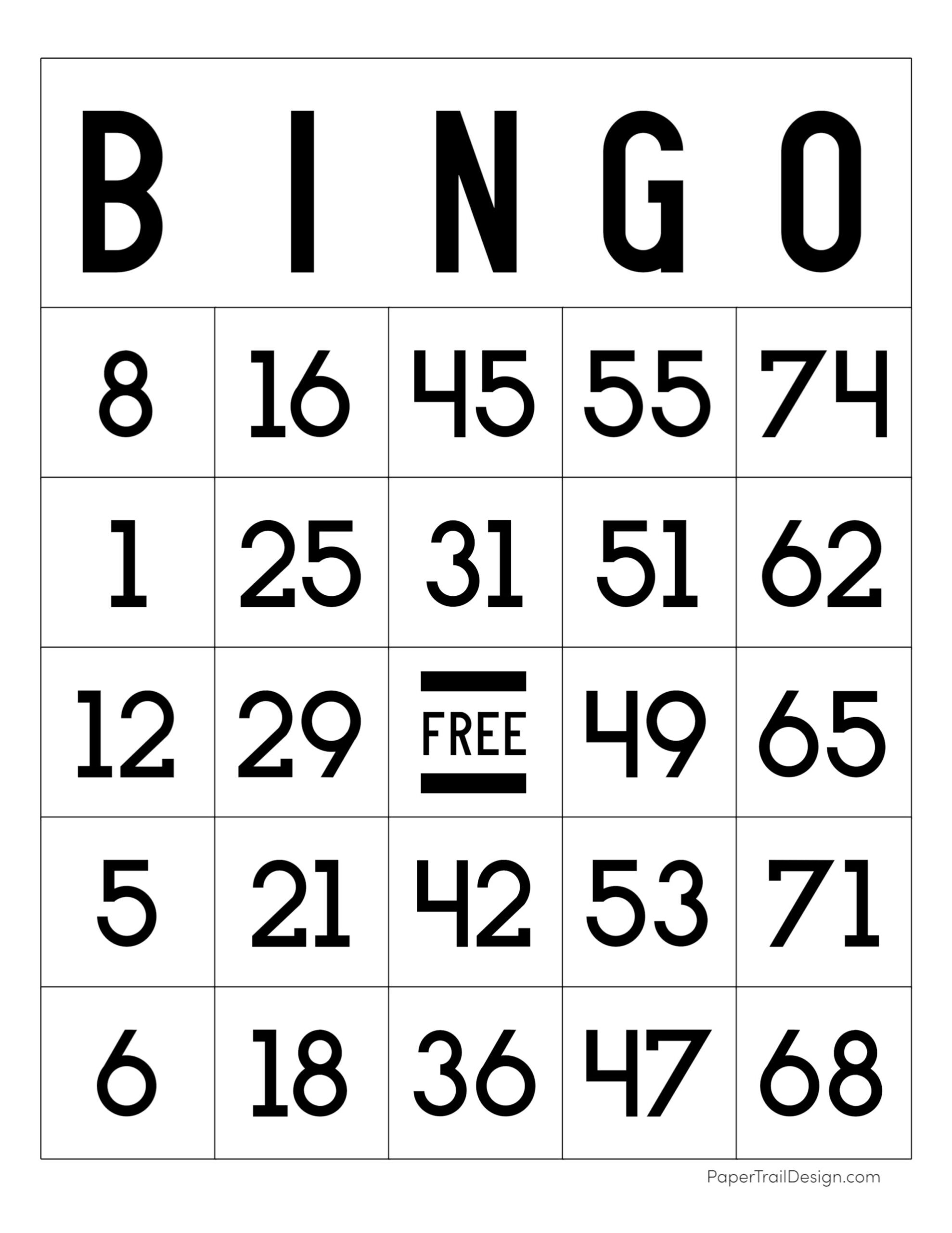 Free Printable Bingo Cards - Paper Trail Design - Free Printable Bingo Sheets