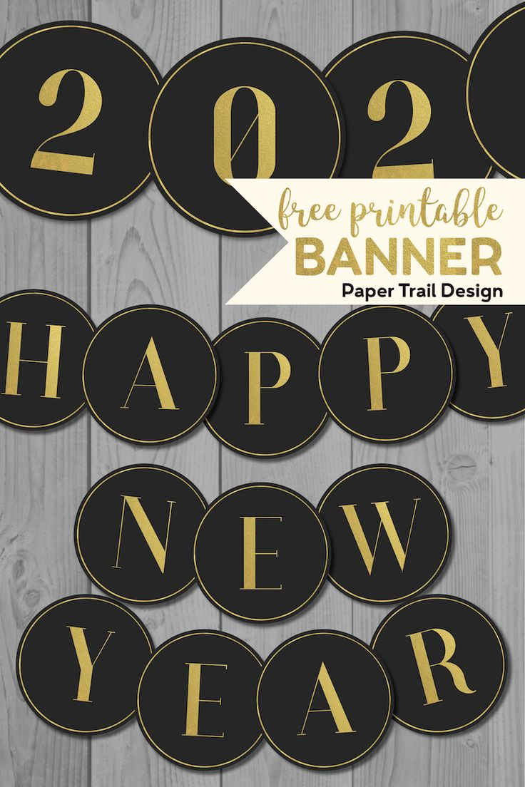 Free Printable Black &amp;amp; Gold Party Banner - Paper Trail Design - Free Printable Happy New Year Signs