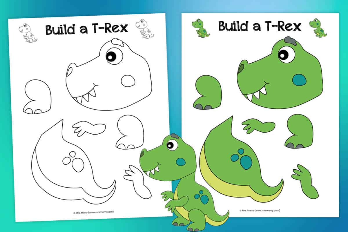 Free Printable Build-A-T-Rex Dinosaur | Mrs. Merry - Free Printable Dinosaur Stationery