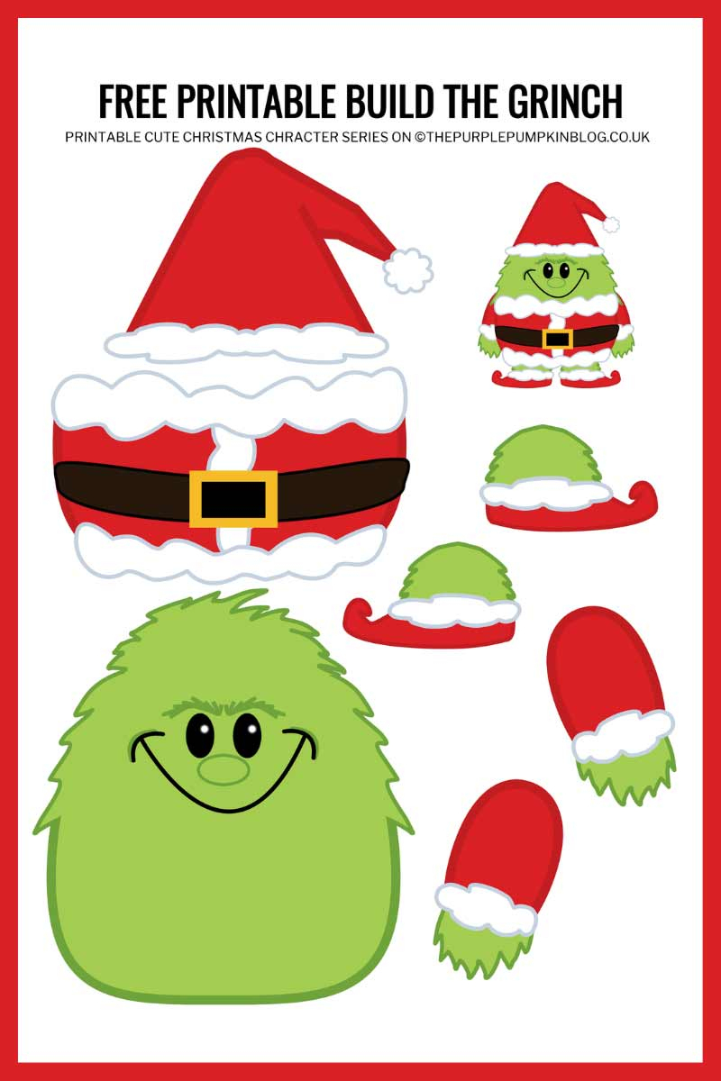 Free Printable Build The Grinch Paper Template (Christmas Craft) - Grinch Card Printable