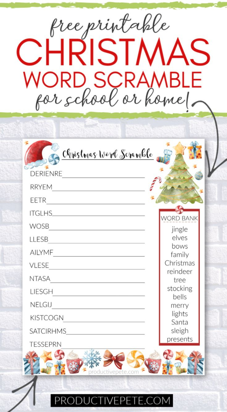 Free Printable Christmas Word Scramble Worksheet For Kids - Free Printable Holiday Word Games