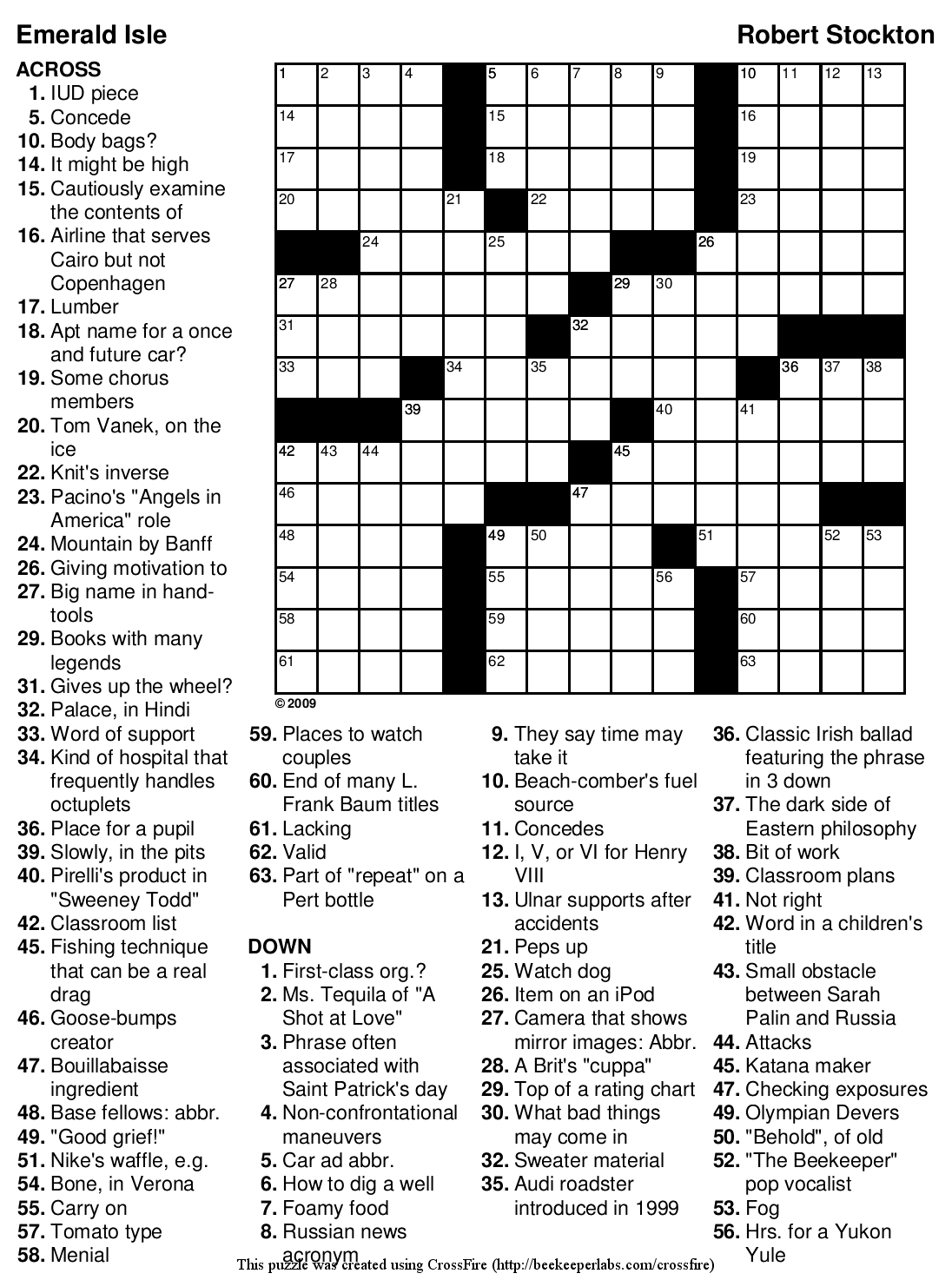 Free Printable Crossword #89: &amp;quot;Emerald Isle&amp;quot; | Beekeeper Crosswords - Printable Crossword Puzzles Medium Difficulty