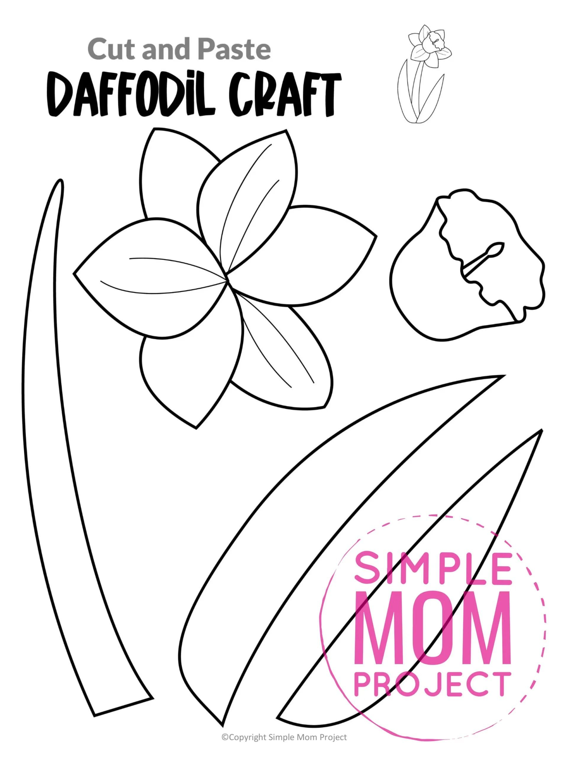 Free Printable Daffodil Craft Template | Daffodil Craft, Flower - Printable Pictures Of Daffodils