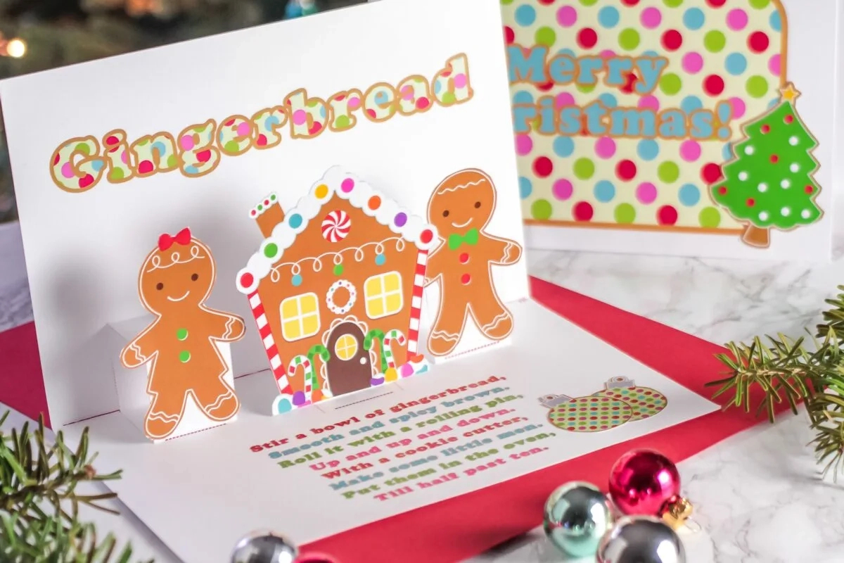 Free Printable Gingerbread Pop Up Christmas Card - Frugal Mom Eh! - Pop Up Christmas Card Templates Printable