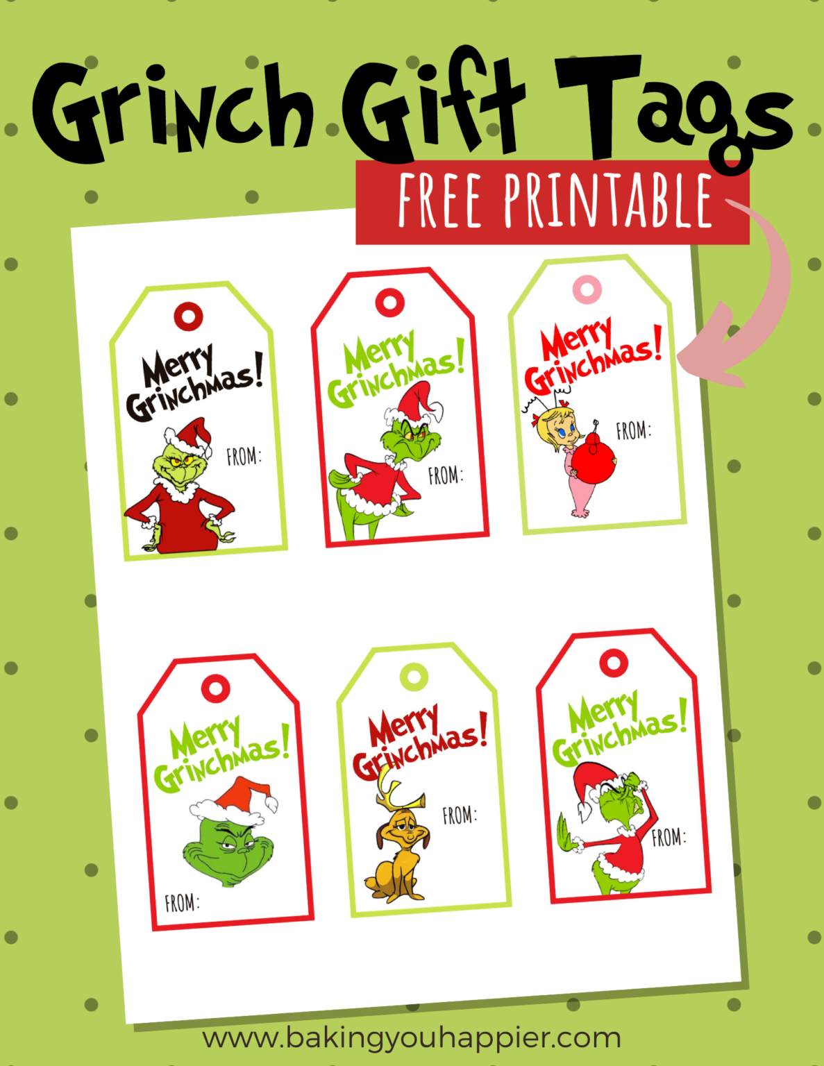 Free Printable Grinch Christmas Gift Tags - Baking You Happier - Free Printable Grinch Gift Tags