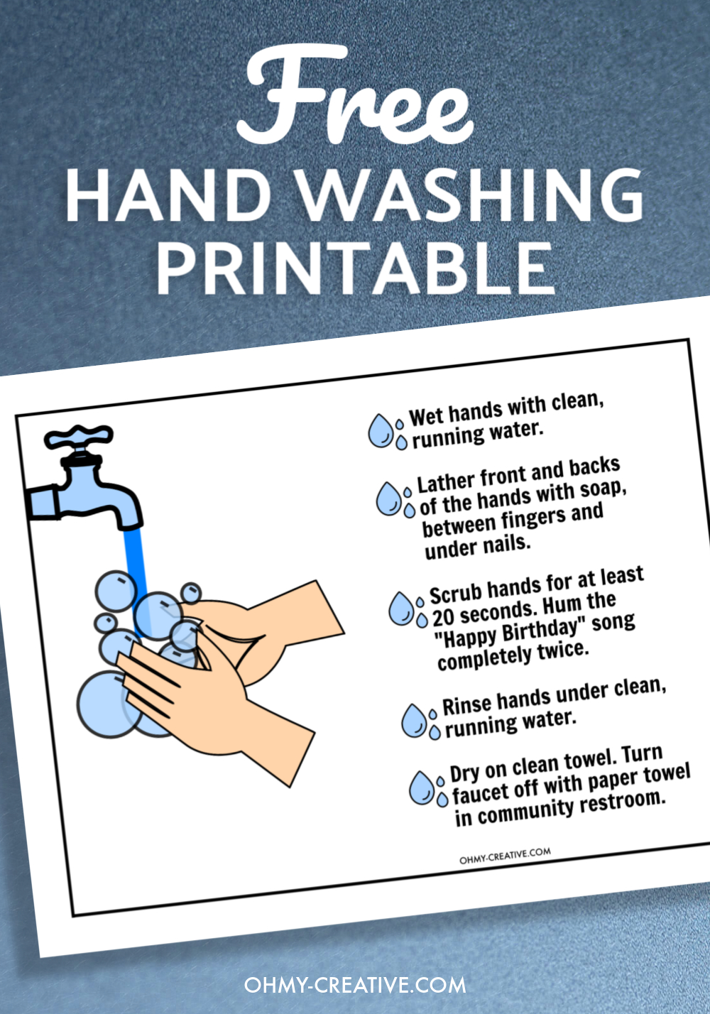 Free Printable Hand Washing Sign - Oh My Creative - Free Printable Handwashing Signs