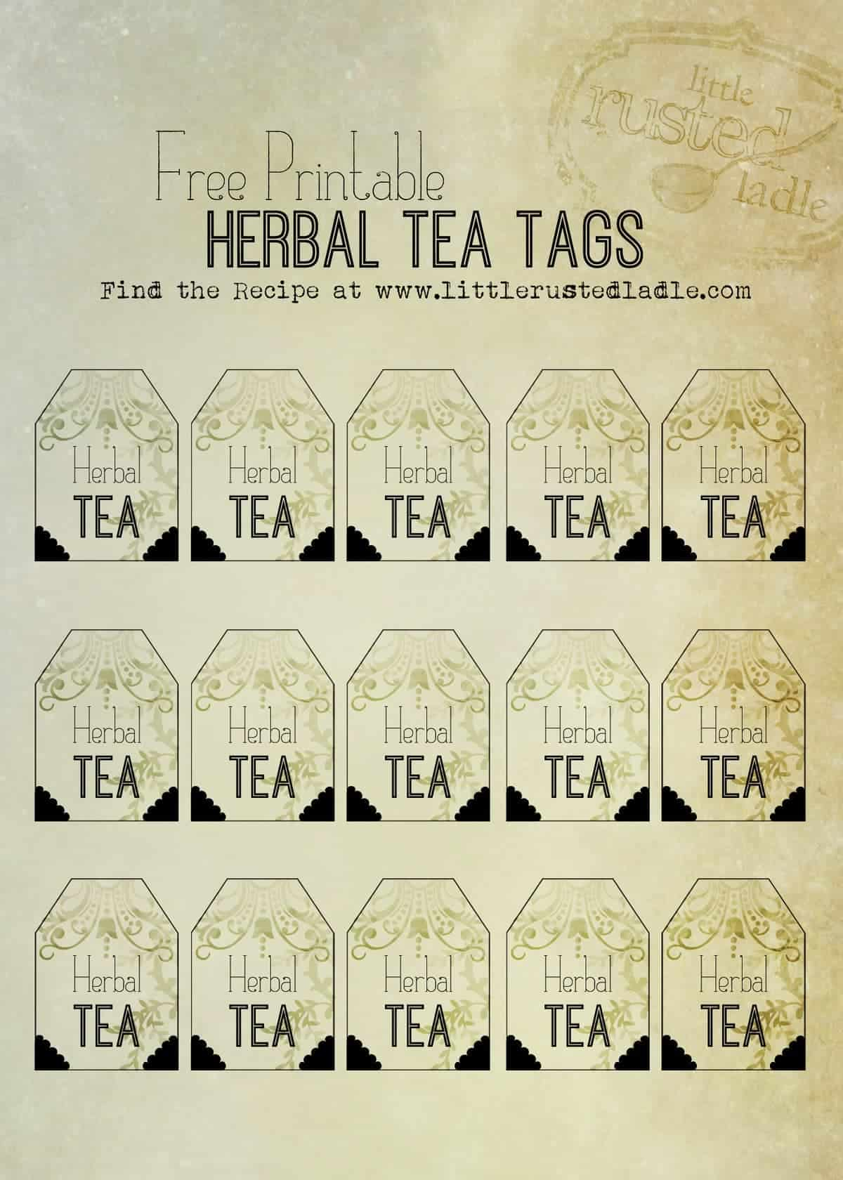 Free Printable Herbal Tea Swag Tags - Little Rusted Ladle - Printable Tea Tags Free