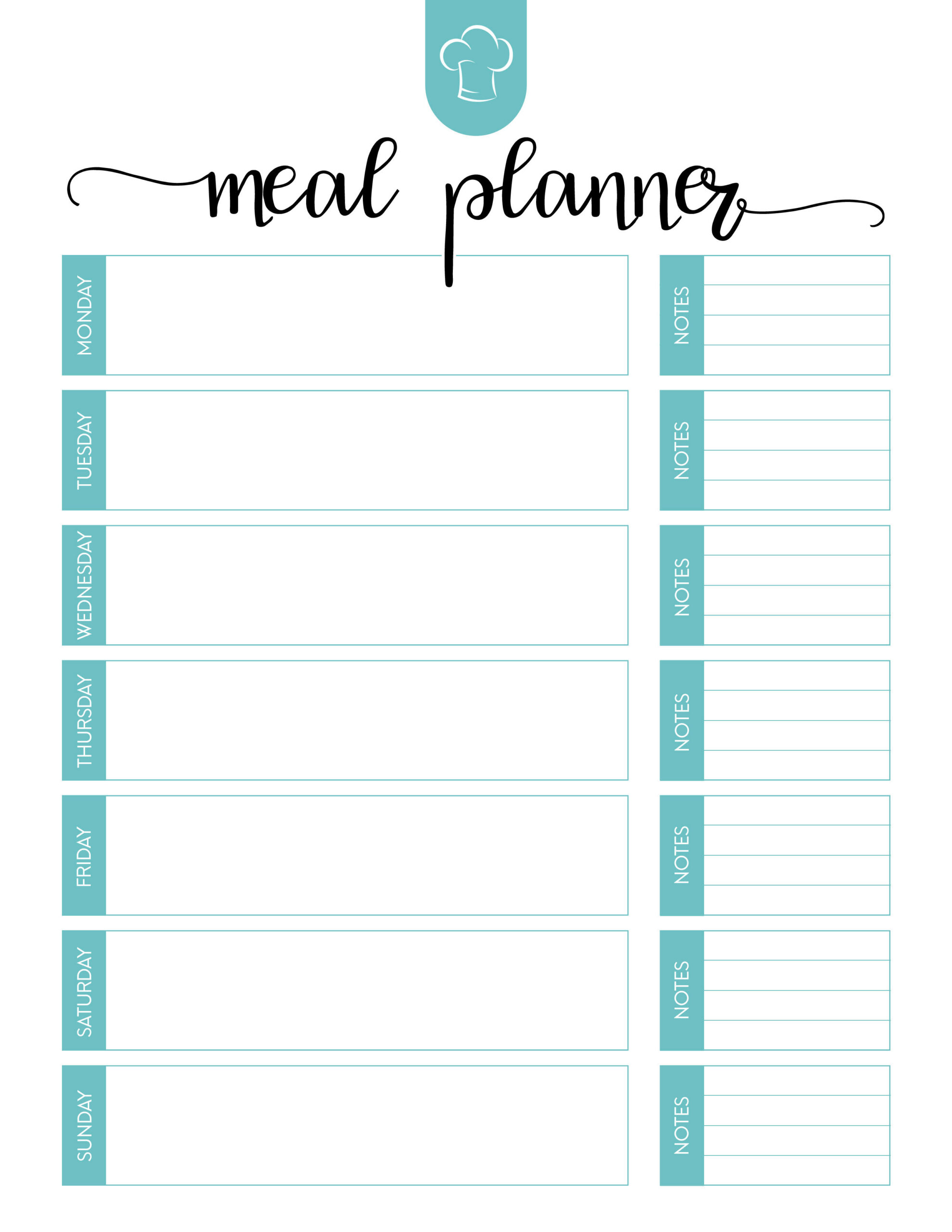 Free Printable Meal Planner Set - The Cottage Market - Free Printable Diet Planner