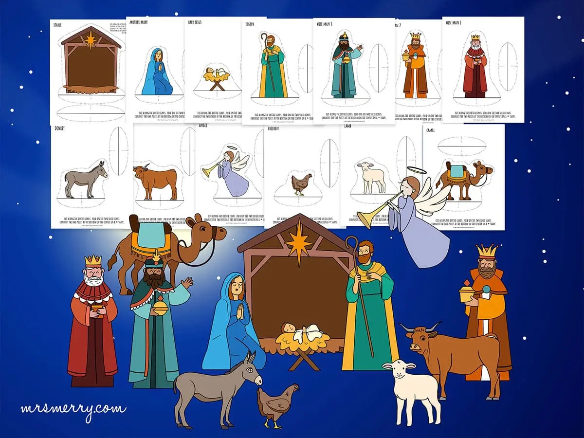 Free Printable Nativity Scene Cutouts | Mrs. Merry - Free Printable 3D Nativity Scene
