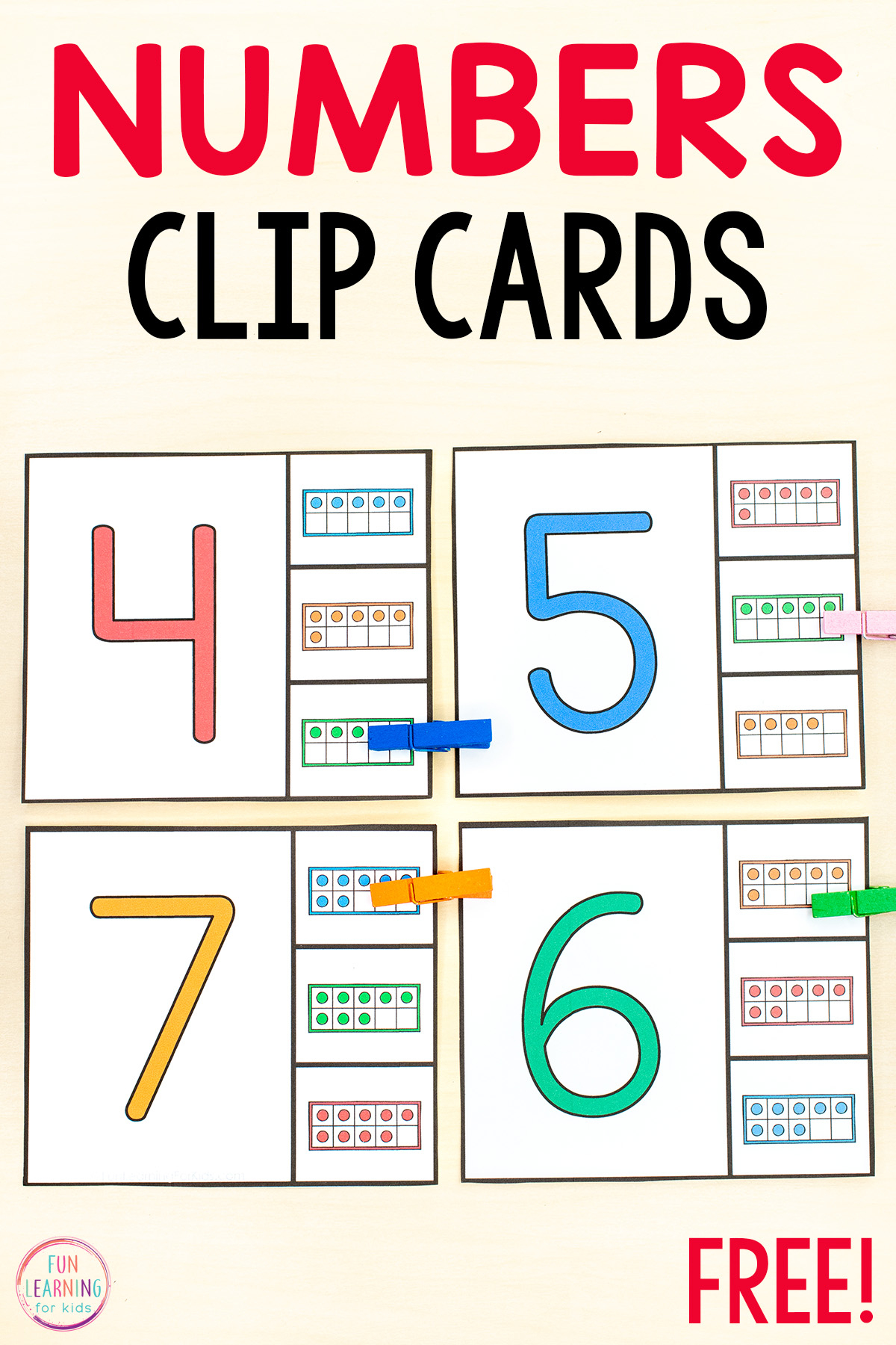 Free Printable Number Matching Clip Cards - Free Printable Clip Cards