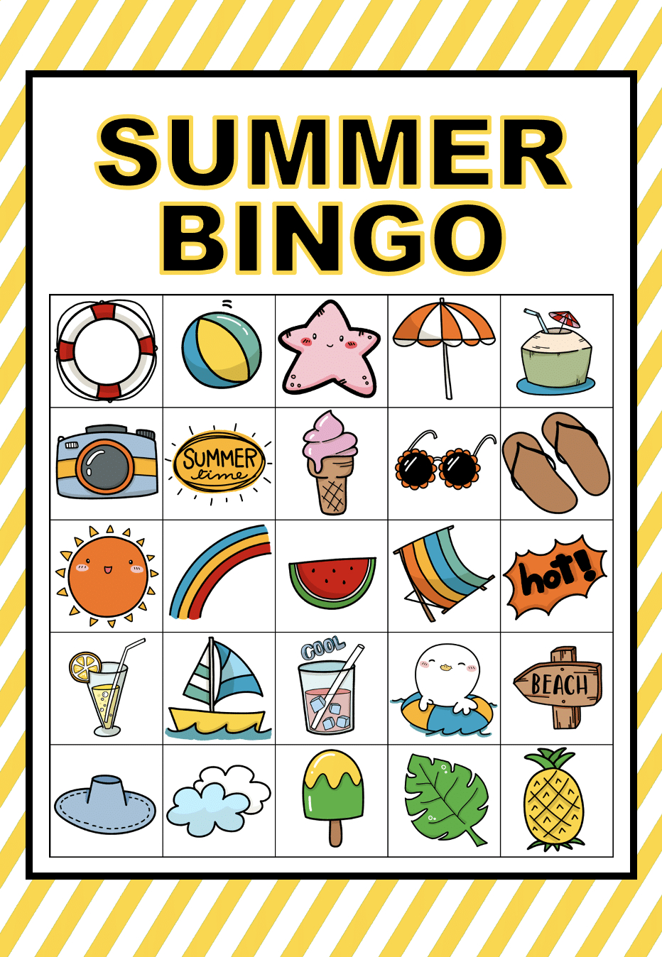 Free Printable Picture Bingo Cards (Summer Edition) - We Made This - Printable Bingo Cards For Large Groups Free