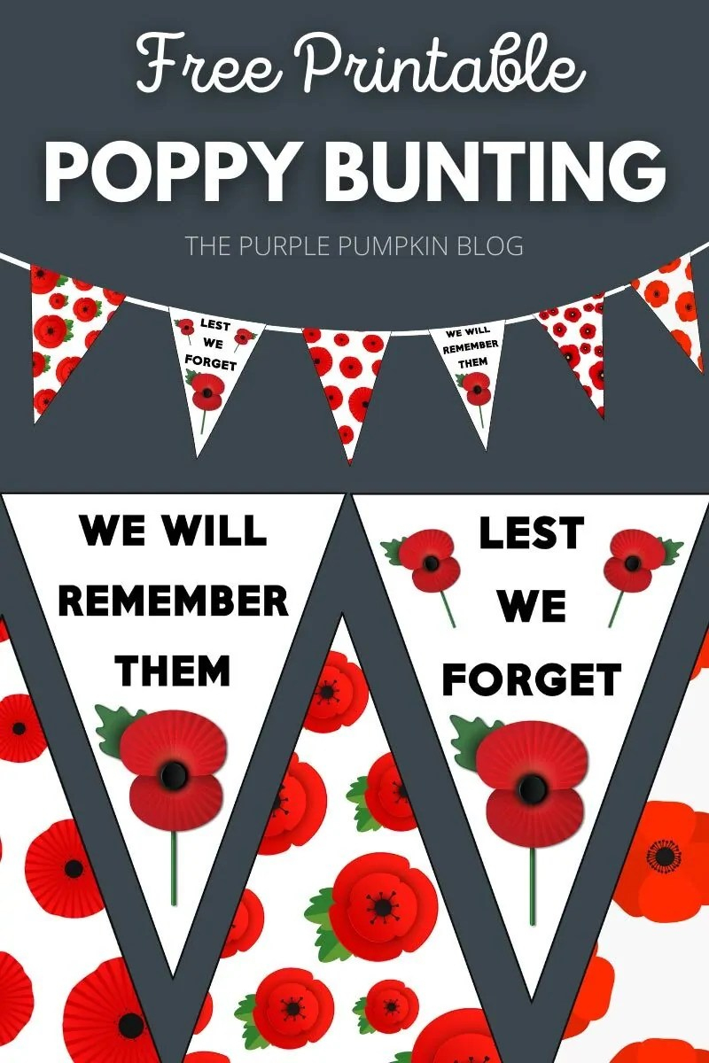 Free Printable Poppy Bunting For Remembrance Day (Poppy Day) - Free Printable Poppy Images