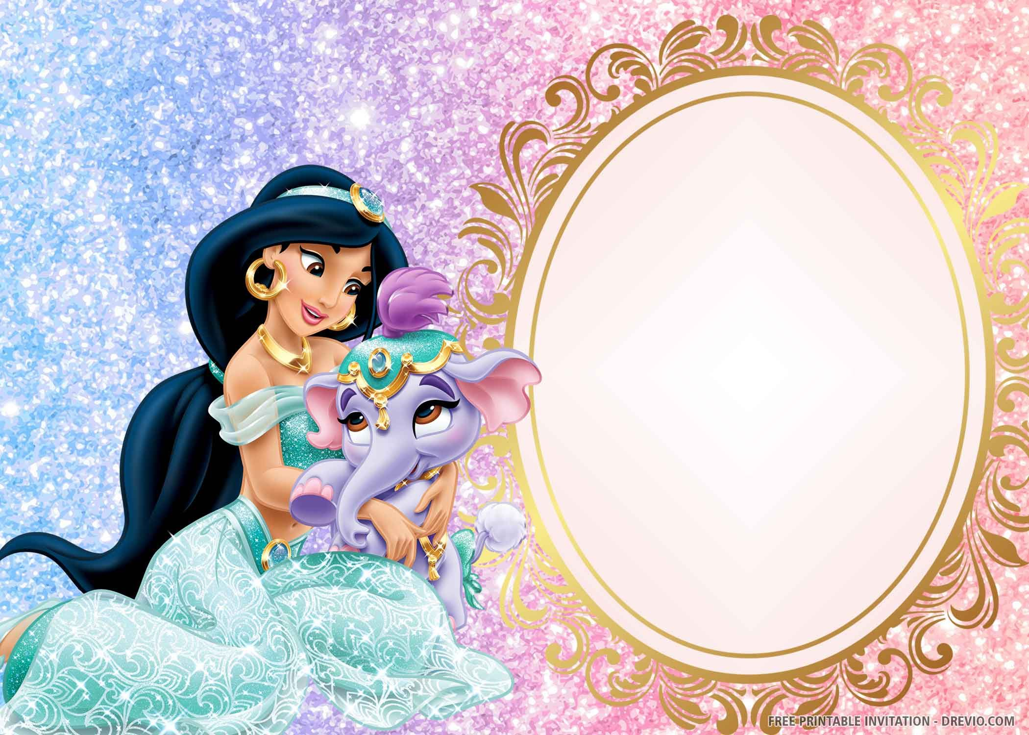 Free Printable) – Princess Jasmine Birthday Invitation Template - Free Printable Princess Jasmine Invitations