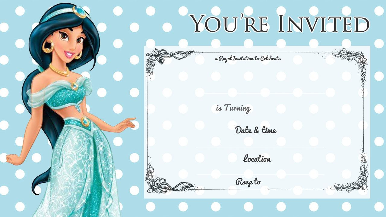 Free Printable Princess Jasmine Disney Birthday Invitation - Free Printable Princess Jasmine Invitations