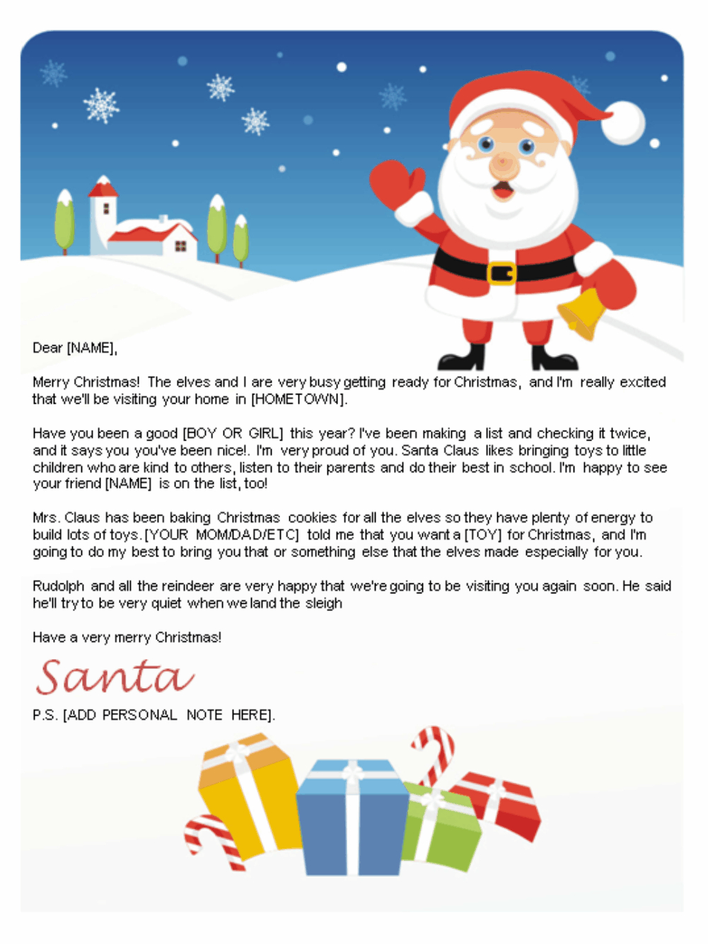 Free Printable Santa Letters | Christmas Letter Template - Free Printable And Editable Letters From Santa