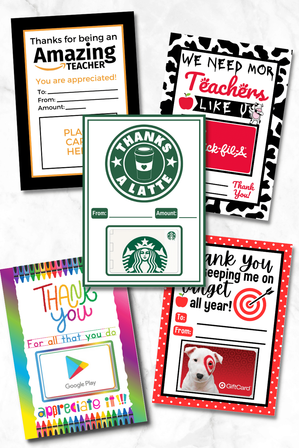 Free Printable Teacher Appreciation Gift Cards - Prudent Penny Pincher - Gift Cards Free Printables