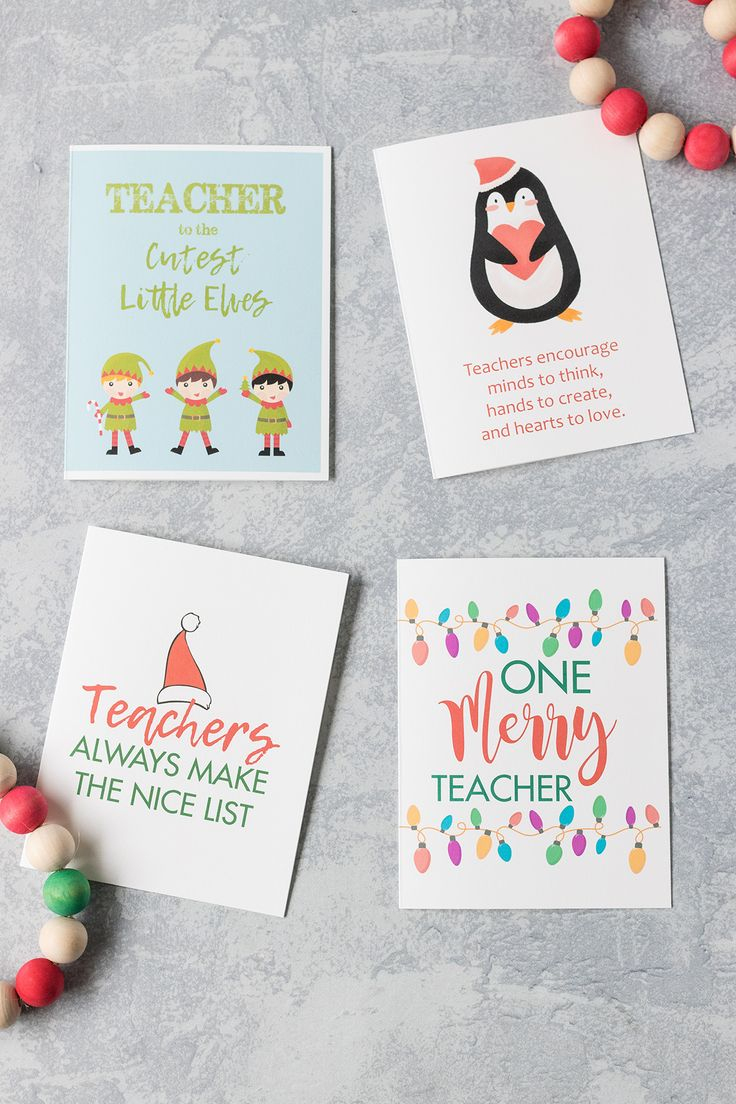 Free Printable Teacher Thank You Christmas Cards - Rose Clearfield - Free Printable Christmas Cards For Teachers