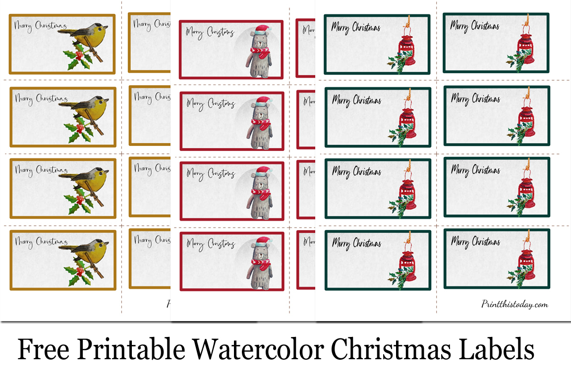 Free Printable Watercolor Christmas Labels - Free Printable Christmas Labels Word