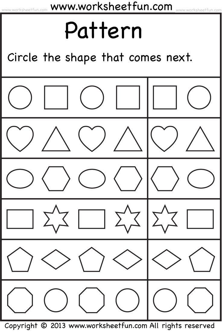 Free Printable Worksheets | Pattern Worksheets For Kindergarten - Free Homework Printables For Kindergarten