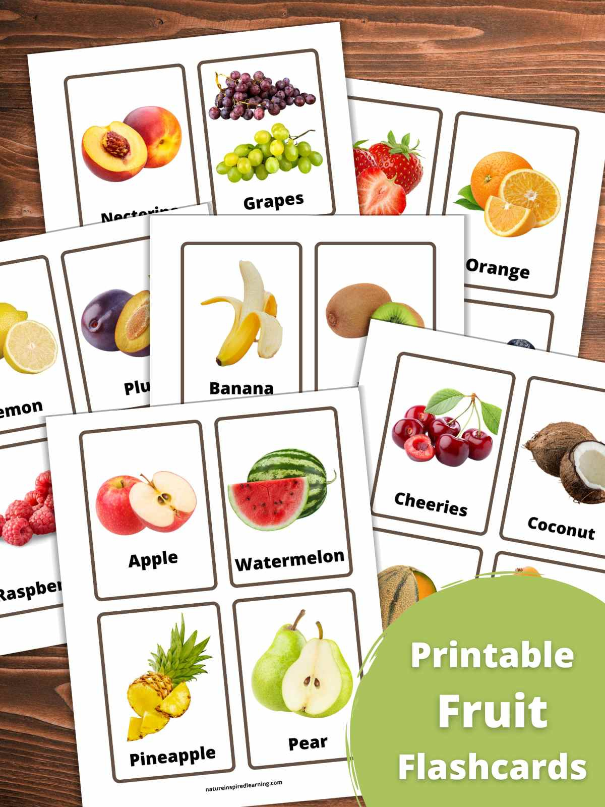 Fruit Flashcards - Nature Inspired Learning - Flashcards Fruit Free Printable