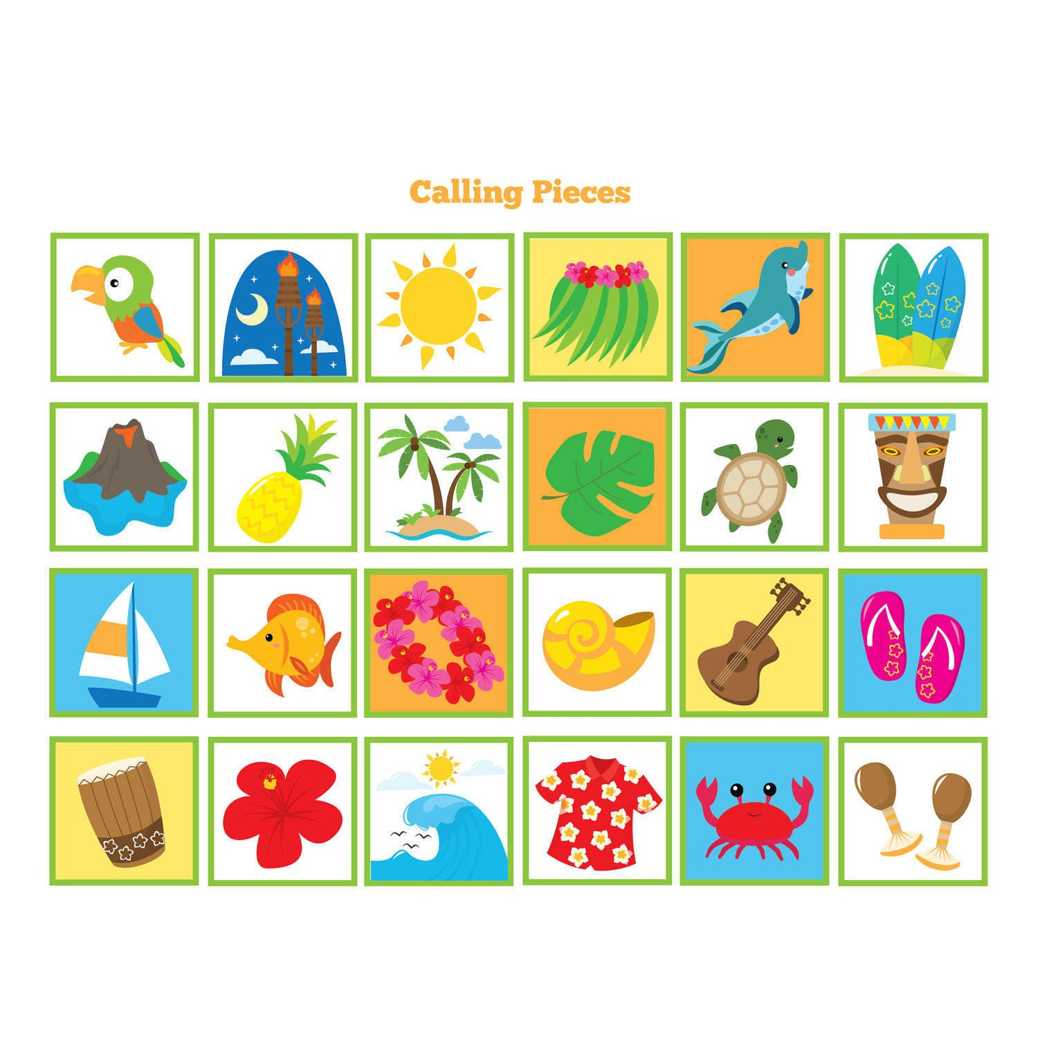 Hawaiian Bingo Game, 60 Different Cards, Kid&amp;#039;S Printable Party - Free Printable Hawaiian Bingo Cards