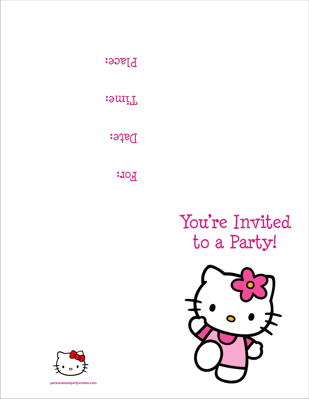 Hello Kitty Free Printable Birthday Party Invitation Personalized - Free Personalized Printable Birthday Party Invitations