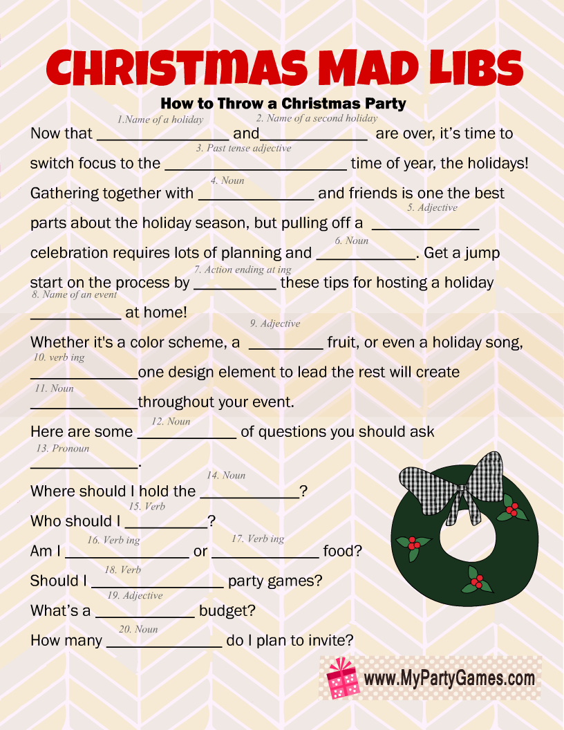 Hilarious Free Printable Christmas Mad Libs Game - Free Printable Christian Mad Libs