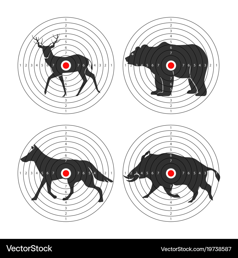 Hunting Animal Targets Icons Template Royalty Free Vector - Free Printable Animal Targets For Shooting