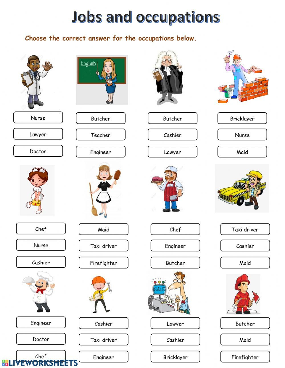 Jobs And Occupations Online Worksheet For Beginner - Elementary - Free Printable Worksheets Jobs