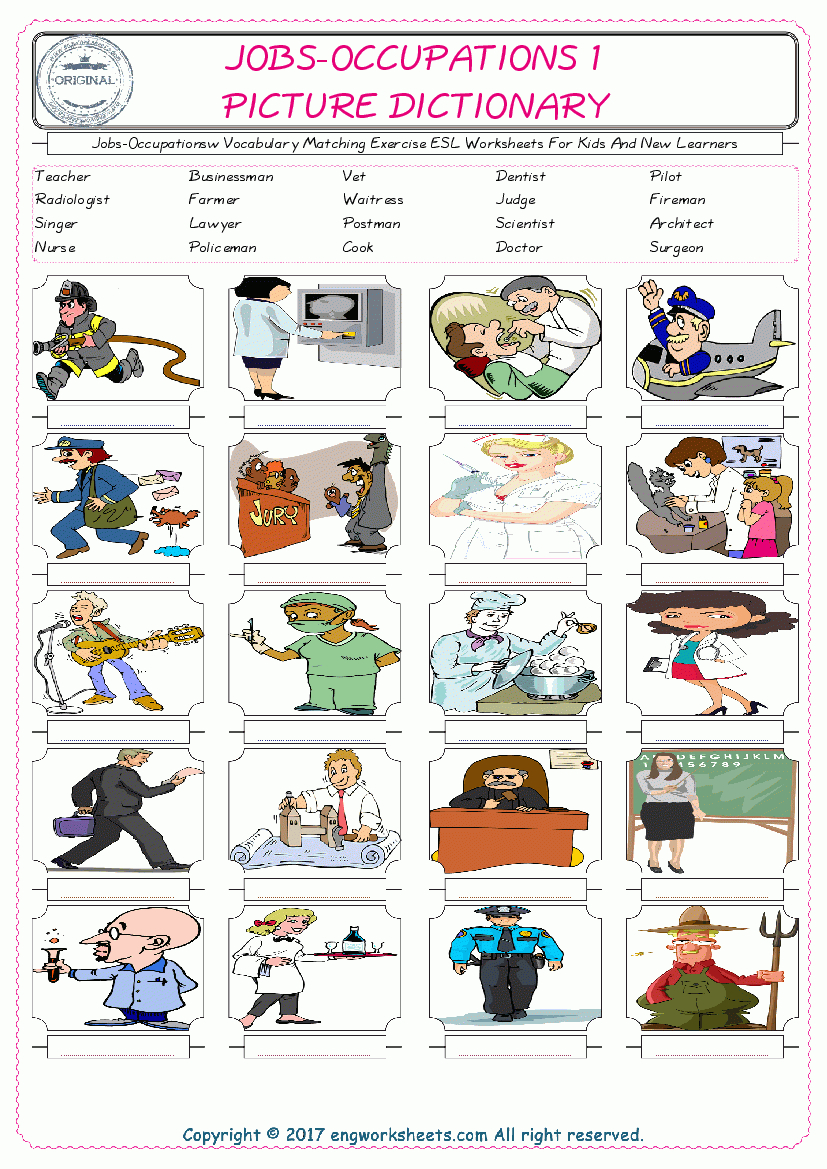 Jobs-Occupations English Esl Vocabulary Worksheets - - 1 - Free Printable Worksheets Jobs