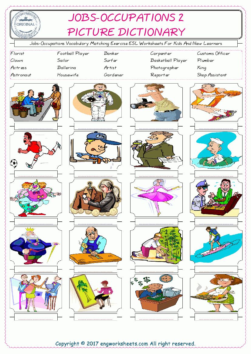 Jobs-Occupations English Esl Vocabulary Worksheets - - 2 - Free Printable Worksheets Jobs