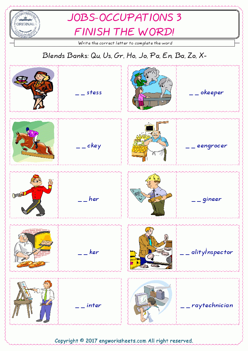 Jobs-Occupations English Esl Vocabulary Worksheets - - 3 - Free Printable Worksheets Jobs