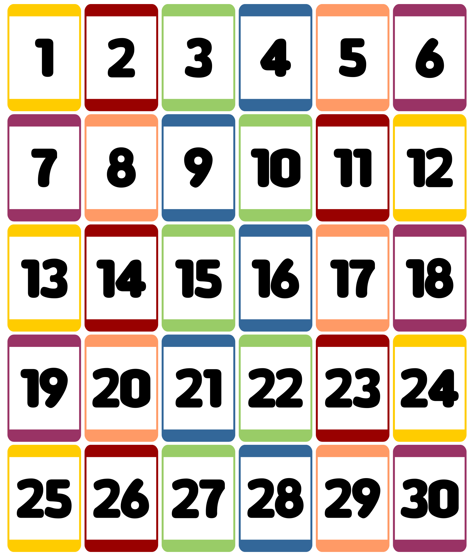 Kindergarten Number Flashcards 1-30 | Number Flashcards, Printable - Free Printable Number Cards 1-30