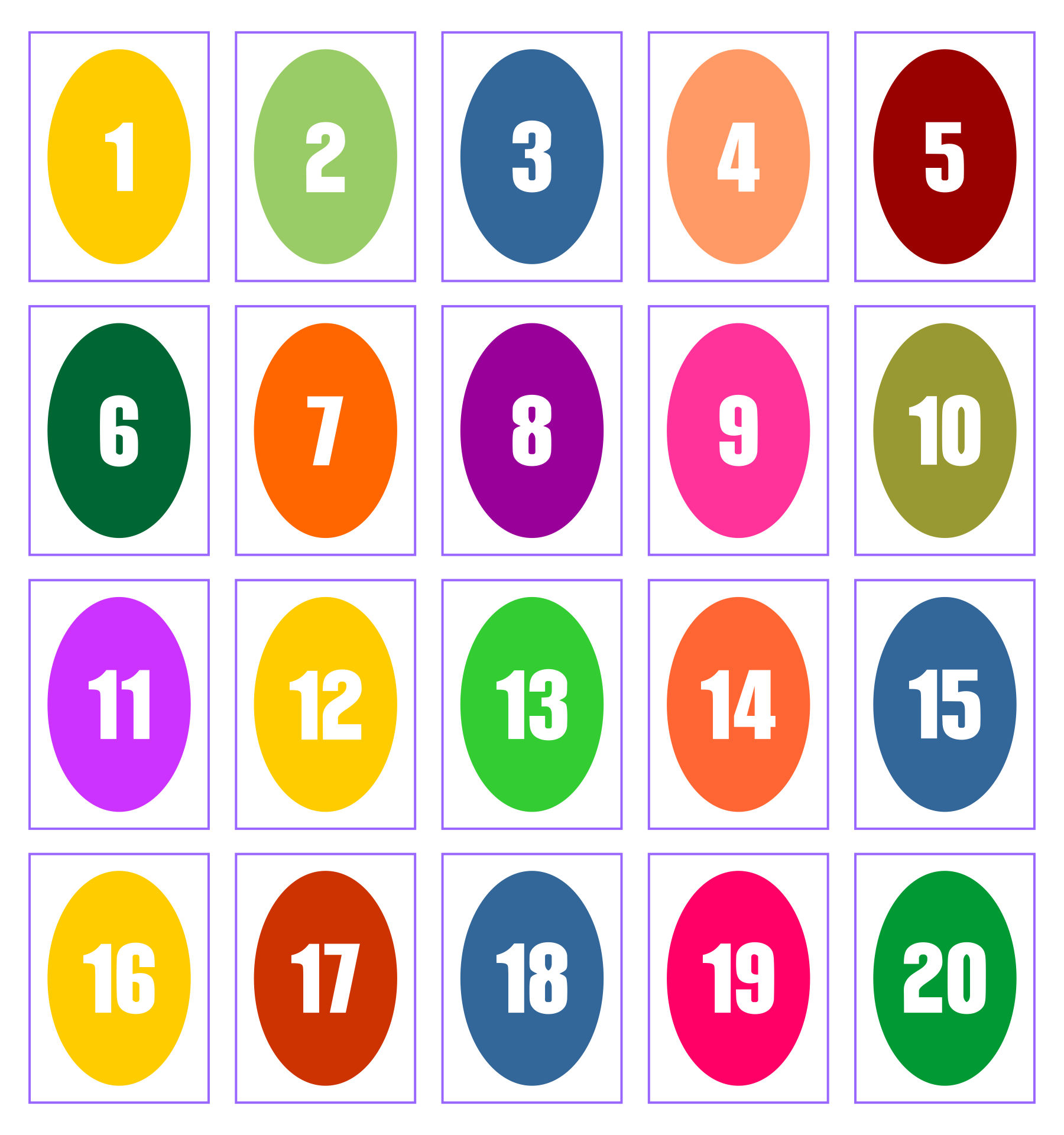 Large Number Cards 1 20 - 10 Free Pdf Printables | Printablee - Numbers 1 To 20 Printable