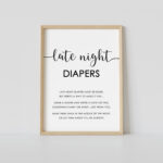 Late Night Diapers Game Sign, Baby Shower Activity, Diaper   Free Printable Late Night Diaper Sign