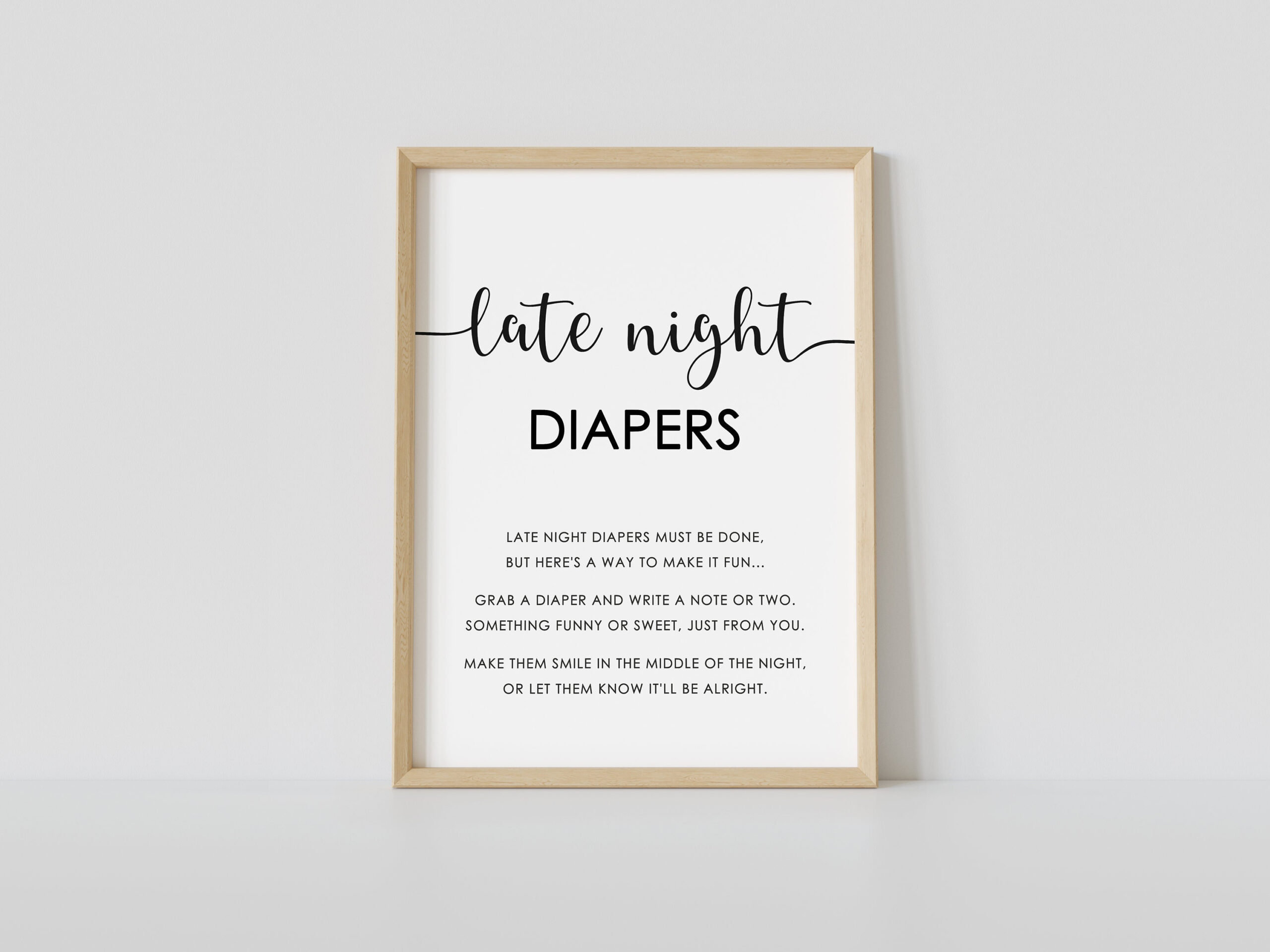 Late Night Diapers Game Sign, Baby Shower Activity, Diaper - Free Printable Late Night Diaper Sign
